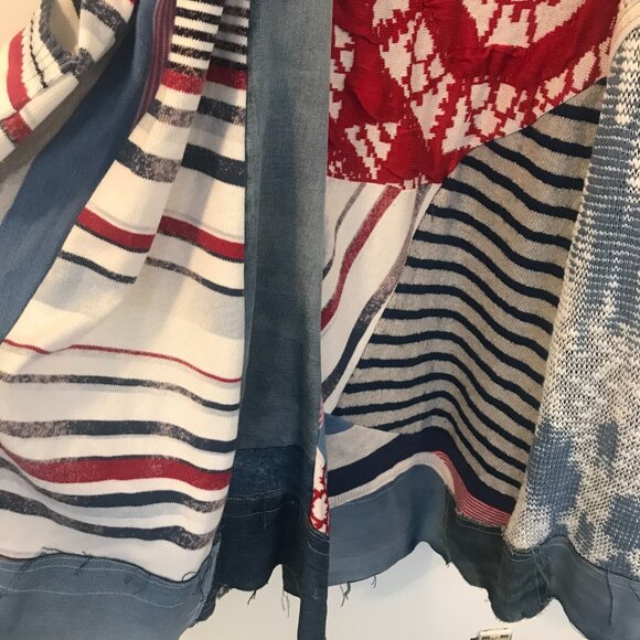 Art to wear patchwork tunic/midi dress women's M boho hippie retro denim whimsy - Picture 6 of 10